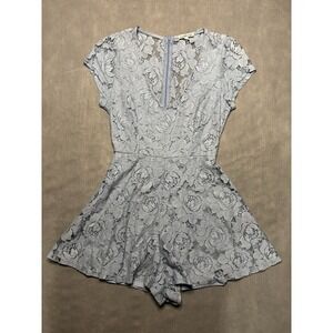Charlotte Russe Light Blue Floral Lace Romper Size Small
